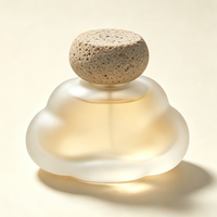 Flacon de parfum de luxe en verre en forme de nuage avec couvercle en pierre volcanique – Récipient vide personnalisé pour fragrance