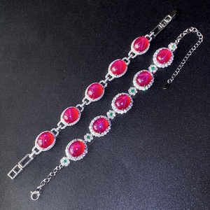 Wholesale Collections Eco-friendly Copper Trendy Contemporary Style 10*12mm <b>Red</b> Corundum Zircon <b>Bracelet</b> for Women - Product Image 5