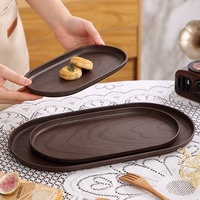 Lot de 3 plateaux décoratifs ovales en plastique imitation bois pour aliments, bijoux, usage domestique, hôtelier et organisateur de bureau
