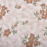 Tela de Punto Elástica de Poliéster y Spandex Floral Transpirable de Alta Calidad, Peso Medio, con Textura Arrugada, para Vestidos de Niñas y Niños