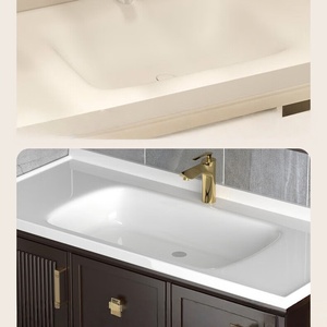 Bathroom cabinet light luxury slate ceramic integrated basin washbasin small apartment washbasin cabinet combination - Product Image 5