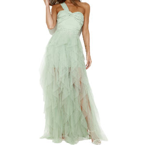 <span class=keywords><strong>Robe</strong></span> élégante en tulle à volants avec encolure torsadée et une épaule <span class=keywords><strong>vert</strong></span> <span class=keywords><strong>sauge</strong></span> pour <span class=keywords><strong>demoiselle</strong></span> <span class=keywords><strong>d</strong></span>'<span class=keywords><strong>honneur</strong></span> - Product Image 3