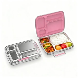Aohea 304 thép không gỉ Bento Box cho trẻ em không bị rò rỉ 4 khoang ăn trưa Hộp Ăn Trưa <span class=keywords><strong>container</strong></span> cho trẻ em - Product Image 1