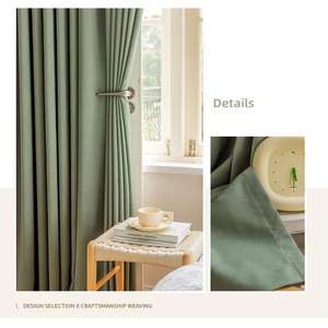 Vert en gros <span class=keywords><strong>pas</strong></span> <span class=keywords><strong>cher</strong></span> lin occultant luxe pare-soleil <span class=keywords><strong>double</strong></span> <span class=keywords><strong>rideau</strong></span> chambre rideaux pour le salon moderne - Product Image 3