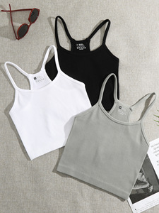 Stelle Débardeur court pour femme, respirant, écologique, coupe ajustée, en maille côtelée, à bretelles sexy, pour le yoga, le fitness et le quotidien estival - Product Image 6