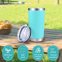 Gobelet isotherme à Double paroi personnalisable en acier inoxydable, 20 Oz, avec couvercle, facile à emporter