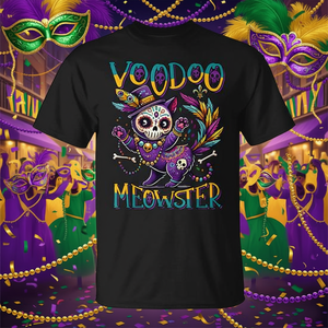 Camiseta Mardi Gras Cat Voodoo Meowster Pun para amantes de los gatos - Product Image 3