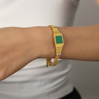 Bracelet unisexe en acier titane plaqué or, chaîne à breloques, bijoux de mode, bracelet en acier inoxydable, vente en gros