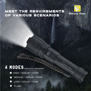 <span class=keywords><strong>900</strong></span> Lumens LED ngọn đuốc cắm trại dài phạm vi mạnh mẽ có thể sạc lại chiến thuật zoom led Đèn Pin Nhôm trắng đèn Pin - Product Image 6