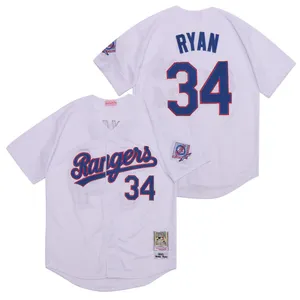 Jersey de béisbol de Texas Rangers 34 Nolan Ryan 7 Iván Rodríguez jerseys cosido a la S-3XL