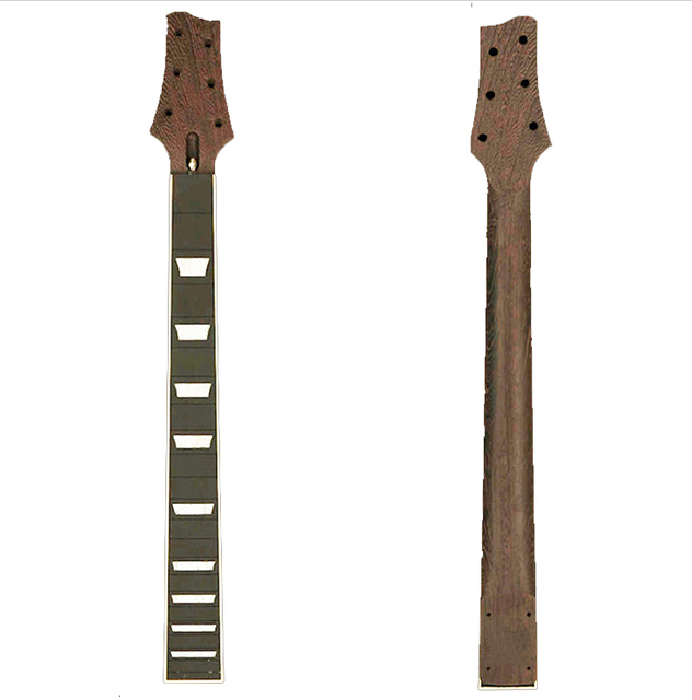 Custom 22 Fret One Piece Wenge Wood Guitar Neck with Pearl Inlay Block and Binding