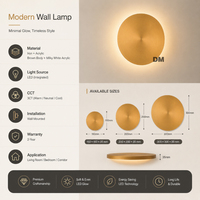 Applique Murale Moderne LED Ronde, Luminaire Mural Designer 3CT en Acrylique Blanc Laiteux et Fer Doré pour Chambre, Hôtel, Couloir