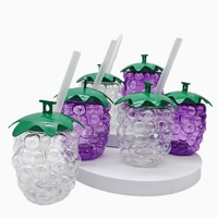 Herbruikbare 500ml BPA-vrije unisex doorzichtige drinkfles voor sap en water, schattig fruit-druivenvormig, trendy stijl, zomerfeestjes, plastic