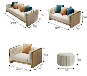 Nigeria Modern Pecahan Beludru Krem Kehidupan Baik Sofa Ruang Tamu