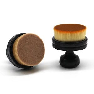 Pinceau Kabuki plat haute densité pour fond de teint, poils doux, pinceau de maquillage rond pour le visage, conception de rangement facile - Product Image 5