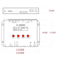 Contrôleur LED DMX512 SPI RGBW K-8000C adressable avec carte SD, programmable, 8 canaux, jusqu'à 8192 pixels, DC5V-24V 3A