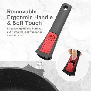 <span class=keywords><strong>Wok</strong></span> Profesional de Aleación de Aluminio con Revestimiento de Granito, Interior Antiadherente, Mango Desmontable de Baquelita, Capacidad de 5L, Utensilios de Cocina de Vidrio y Silicona - Product Image 2