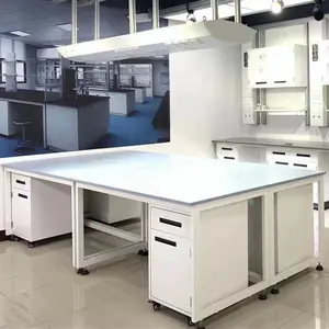 Banco/mesa con marco de acero para laboratorio, resistente a ácidos y álcalis, duradero