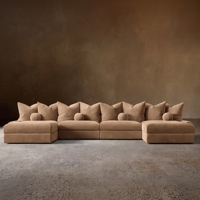Canapé modulaire Jennifer en cuir, 6 pièces, en forme de U, luxe moderne, sur mesure, rembourré, pour salon, hôtel