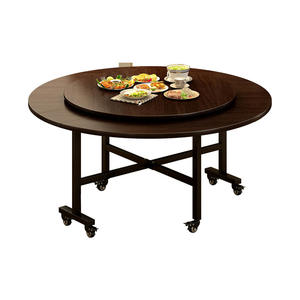 Table à manger pliable au design moderne, table pliante en aluminium, table portable à grand panneau de style bois pour la <span class=keywords><strong>location</strong></span> de chambres, usage domestique - Product Image 2