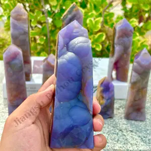 Purple Grape Agate Point Crystal Point Purple Grape Agate Geode Tower With OME suppliers