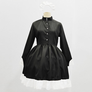 Japanese Style Maid Outfit Long Sleeve Unisex Black <b>White</b> Anime Cosplay Costume Adult Size - Product Image 3