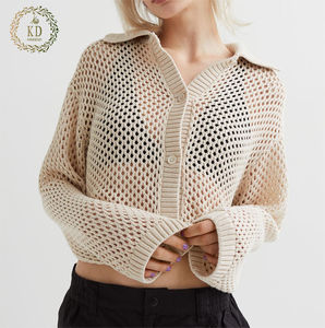 Pull <span class=keywords><strong>Cardigan</strong></span> en <span class=keywords><strong>maille</strong></span> à col creux, fabricant de tricots KD personnalisé - Product Image 1