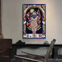 Peintures murales décoratives Art Déco encadrées sur papier, représentant des divinités religieuses traditionnelles indiennes, vente en gros directe d'usine