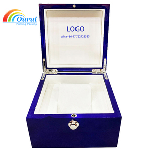 Factory Custom Luxury Blue <b>Watch</b> Box with White Leather Lining, High Gloss Wooden <b>Watch</b> Packaging <b>Case</b> for Brand <b>Watches</b> - Product Image 2