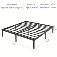 Nouvelle conception, montage facile, cadre de lit réglable Twin XL de 16 pouces, aucun sommier tapissier nécessaire, métal robuste noir, convertible, utilisation scolaire