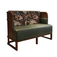 XZY Rétro Vert Foncé Commercial Restaurant Stand 4-6 Sièges Banc Demi-Rond Canapé Ensemble pour Asiatique Western Themed Dining Spaces