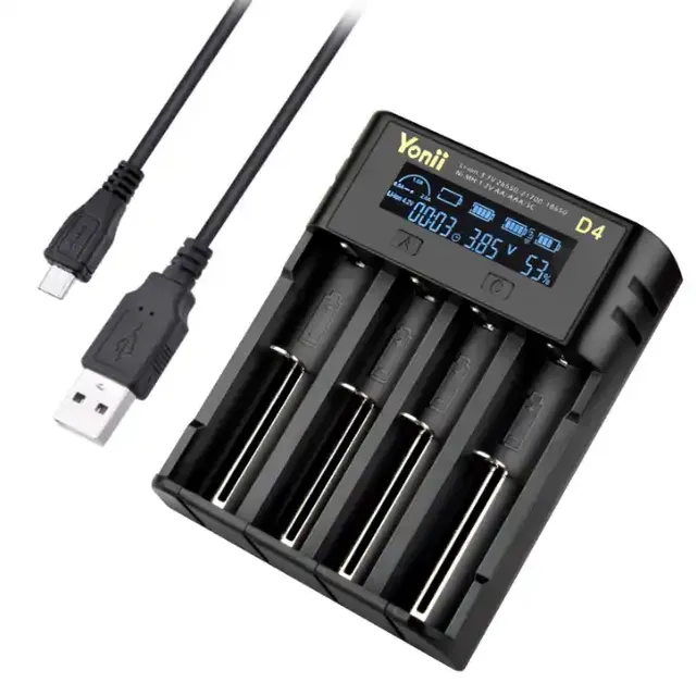 Factory Supply Smart Charger 18650 26650 21700 Battery LCD Screen Display USB 4 Slots Charging AA AAA Intelligent Fast Charge