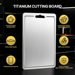 Custom Pure <span class=keywords><strong>Titanium</strong></span> Snijplank 3 Delige Set Gemakkelijk Schoon Te Maken Krasbestendig Dubbelzijdig Hakblok Met Sapgroef - Product Image 4