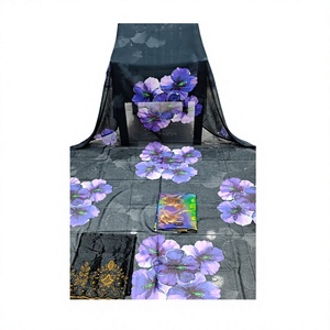 Allemagne Dirac Gogra Garbasar Coton Manches longues Luxe Écologique Vêtements traditionnels Ensemble 3 pièces Femme Imprimé floral en dentelle - Product Image 4