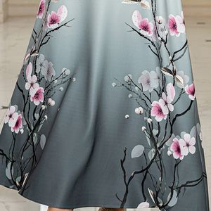 Robe Abaya Ouverte Élégante pour Femmes Musulmanes, Hiver, Polyester Extensible Quadridirectionnel, Longueur Cheville, Ornée de Perles, pour Mariage, avec Impression et Embellissement - Product Image 6