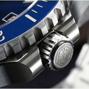 Montre automatique pour homme San Martin 39 mm, cadran brun foncé émaillé rétro, NH34 GMT, 20 bars, montre-bracelet SLN C3 Green Dive SN0136 - Product Image 3