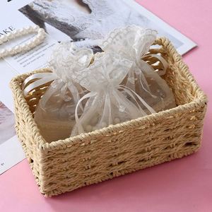 <b>Creative</b> Drawstring White Lace Mesh Jewelry Pouch Foldable Bottom Storage <b>Gift</b> Bundle Bag - Product Image 4