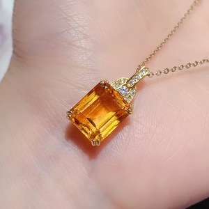 天然黄水晶宝石吊坠项链，925银吊坠，女士时尚珠宝吊坠饰品批发供应商 - Product Image 3