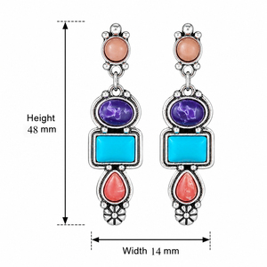 Orecchini Pendenti Vintage con Gemme Colorate, Design Retrò Bohémien, Gioielli di Moda per Donne - Product Image 5