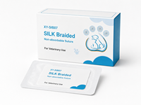 Fil de soie tressé chirurgical en gros, nouveau, pour sutures vétérinaires, XY-SIB07, stérile EO, non résorbable, fil noir 75cm, certifié CE
