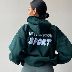 Sweats à capuche personnalisés pour femme impression 3d bouffante oversize poids lourd hiver qualité décontractée 100% coton streetwear pull à capuche - Product Image 5