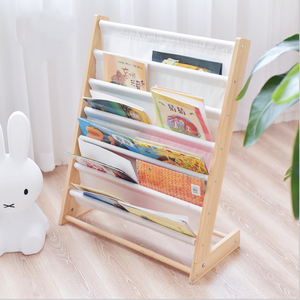 رف كتب خشبي للأطفال مع غطاء قماشي، مكتبة خشبية للأطفال رائجة البيع - Product Image 2