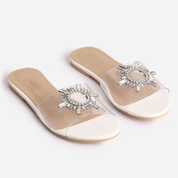 Chaussures personnalisées pour femmes avec bout ouvert transparent transparent transparent PVC décontracté slide plat chaussons pour femmes fabricant de chaussures sandales plates personnalisées