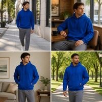 Sweat à capuche unisexe épais et surdimensionné brodé, personnalisable, style streetwear, en coton, coupe-vent avec poches