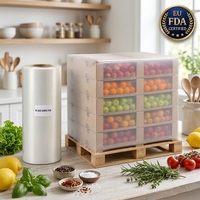 Film rétractable PE haute qualité, résistance à la traction supérieure, qualité vierge, épaisseur personnalisée pour l'emballage de boîtes à fruits et de palettes