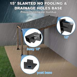 Kit de pérgola magra de 15 °, soporte de techo de pérgola inclinada de 4 vías 4x4, base de poste en ángulo, soporte de poste de madera 4x4, soportes de Gazebo DIY - Product Image 6