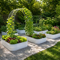 Bac à légumes surélevé galvanisé, jardinière en métal d'extérieur, grand bac rectangulaire pour la culture de légumes, fleurs et herbes, kit de jardinières