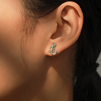 Pendientes de Plata de Ley S925 con Esmalte de Gecko y Lagarto, Incrustados con Circonitas Pequeñas, Pendientes de Animales Lindos, Joyería de Moda para Mujer