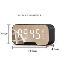 Horloge de Bureau Miroir avec Enceinte BT, Lumière LED Numérique, Radio FM, Réveil et Calendriers Électroniques 2023