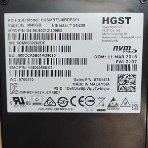 118000588-03 HG. Ultrastar SN200 3840G NVMe U2 Internal SSD สำหรับเดสก์ท็อป รุ่น Refurbished มือสอง ขนาด 1.8 นิ้ว HUSMR7638BDP3Y1 ความจุ 3840GB - Product Image 1